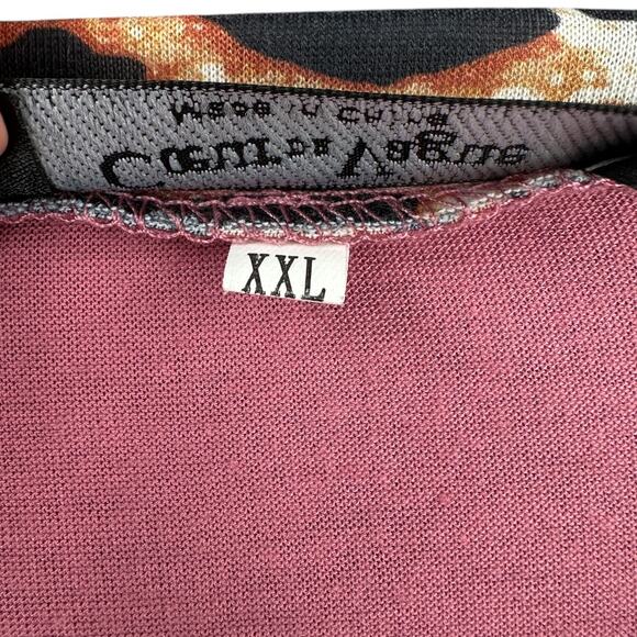 Coeur De Vague Pink Leopard Print Crew Neck Raglan Long Sleeve Shirt XXL - Picture 4 of 8